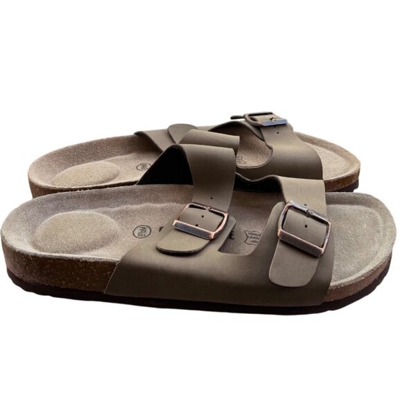 Cushionaire Lane Women's 8.5M Beige Buckle Cork Footbed Sandals Comfort - Picture 1 of 10